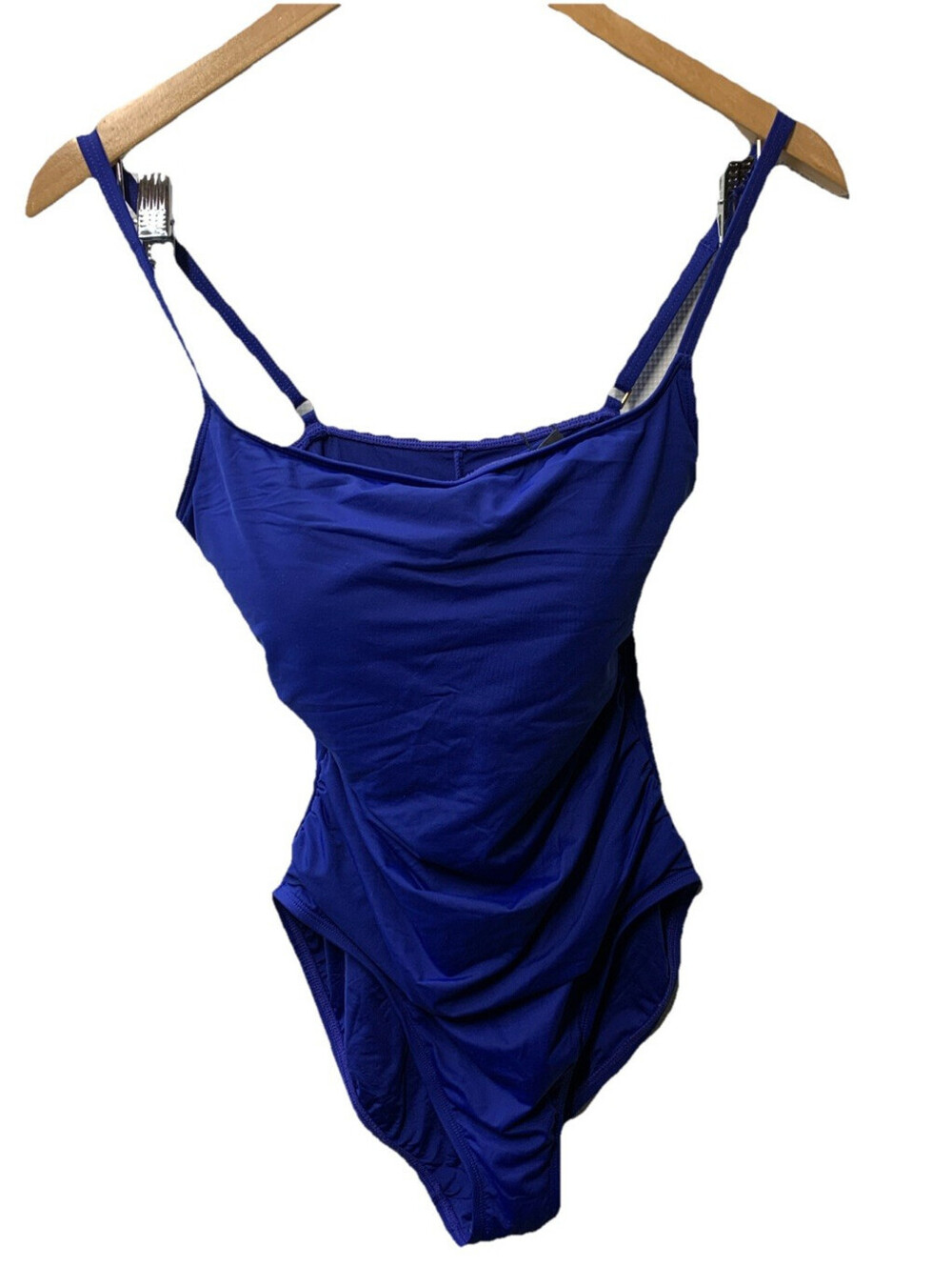 La Blanca One Piece Swimsuit Island Goddess Shirred Side Bathing Suit Size 10